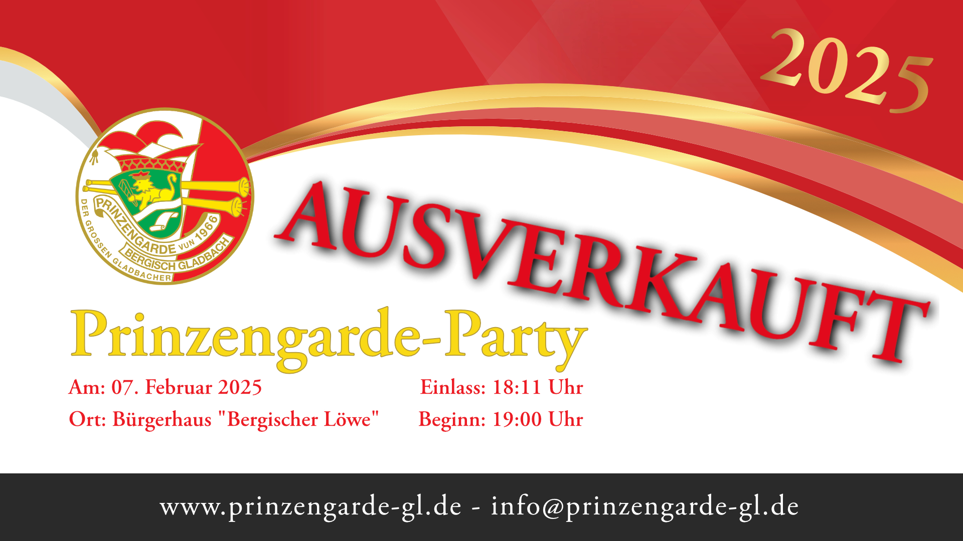 AUSVERKAUFT - Prinzengarde-Party 2025